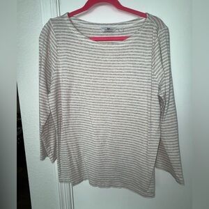 Vineyard Vines Beige and White Striped Tee